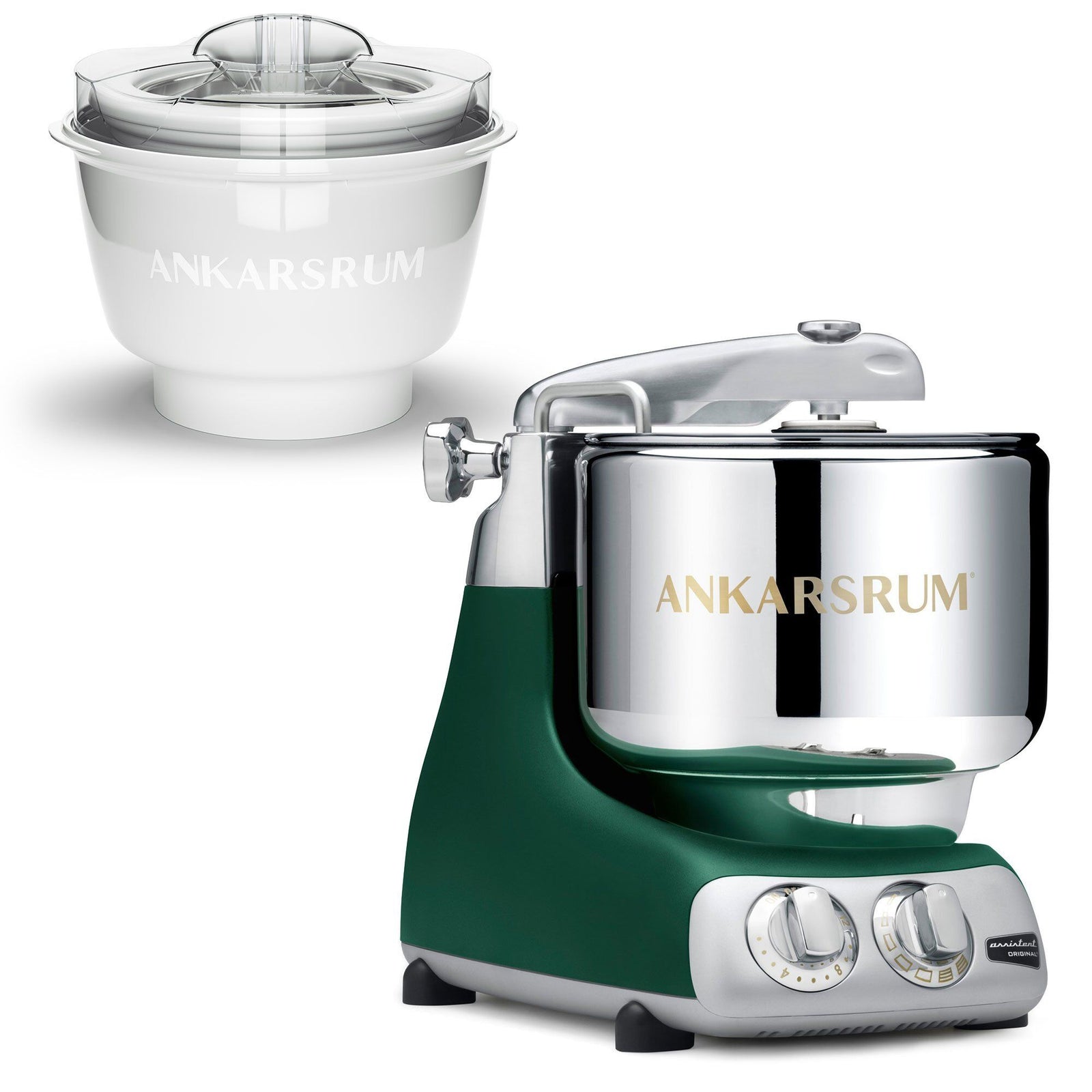 Ankarsrum Ankarsrum AKM 6230 røremaskine med ismaskine, forest green ❤ vinkelbillede (Ismaskiner)