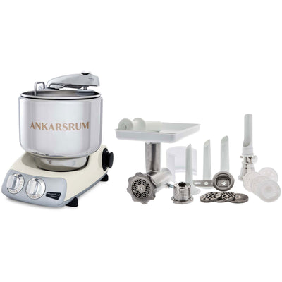 Ankarsrum Assistent AKM 6230 røremaskine + komplet kødhakker, lys creme - Kitchen One - Køb online på udsalg og tilbud lige nu - Hurtig levering til billige priser via Go with Gozomo