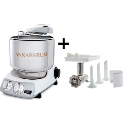 Ankarsrum Assistent AKM 6230 røremaskine + kødhakker, mineralhvid - Kitchen One - Køb online på udsalg og tilbud lige nu - Hurtig levering til billige priser via Go with Gozomo