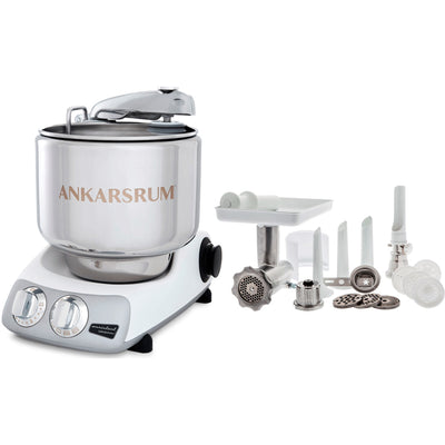 Ankarsrum Assistent AKM 6230 røremaskine + komplet kødhakker, glossy white - Kitchen One - Køb online på udsalg og tilbud lige nu - Hurtig levering til billige priser via Go with Gozomo