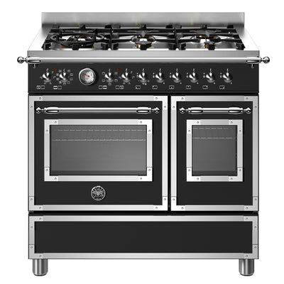 Bertazzoni HER96L2ENET Heritage gaskomfur med dobbeltovn, 90 cm, mat sort - Kitchen One - Køb online på udsalg og tilbud lige nu - Hurtig levering til billige priser via Go with Gozomo
