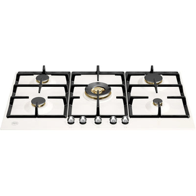 Bertazzoni P905CHER Heritage Gaskomfur 90 cm, Hvid / Krom - Kitchen One - Køb online på udsalg og tilbud lige nu - Hurtig levering til billige priser via Go with Gozomo