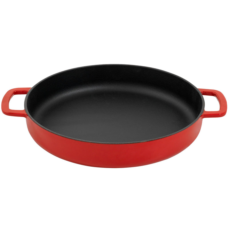Combekk Støbejernsstegepande med 2 håndtag, rød, 28 cm. - Kitchen One - Køb online på udsalg og tilbud lige nu - Hurtig levering til billige priser via Go with Gozomo