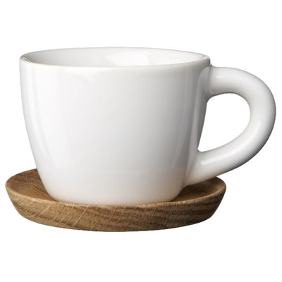 Höganäs Keramik Espressokop 10 cl., Hvid inkl. træ underkop - Kitchen One - Køb online på udsalg og tilbud lige nu - Hurtig levering til billige priser via Go with Gozomo