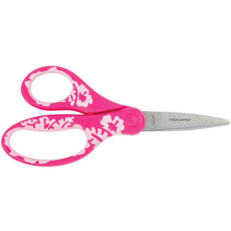 Fiskars Børnesaks 15cm., lyserød med blomster - Kitchen One - Køb online på udsalg og tilbud lige nu - Hurtig levering til billige priser via Go with Gozomo