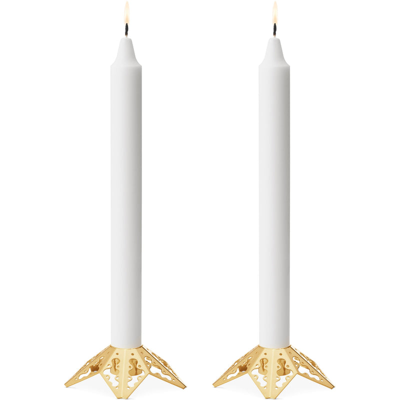 Georg Jensen 2022 lysestage, 2 stk, guld - Kitchen One - Køb online på udsalg og tilbud lige nu - Hurtig levering til billige priser via Go with Gozomo