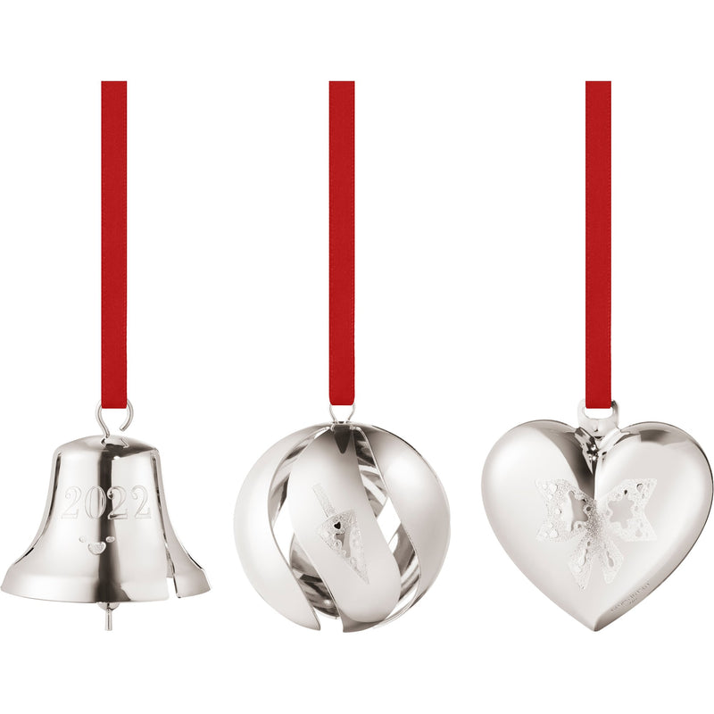 Georg Jensen 2022 sæt med kugle, klokke og hjerte, palladium - Kitchen One - Køb online på udsalg og tilbud lige nu - Hurtig levering til billige priser via Go with Gozomo