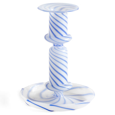 HAY Flare Stripe Milk lysestage, medium, blå - Kitchen One - Køb online på udsalg og tilbud lige nu - Hurtig levering til billige priser via Go with Gozomo