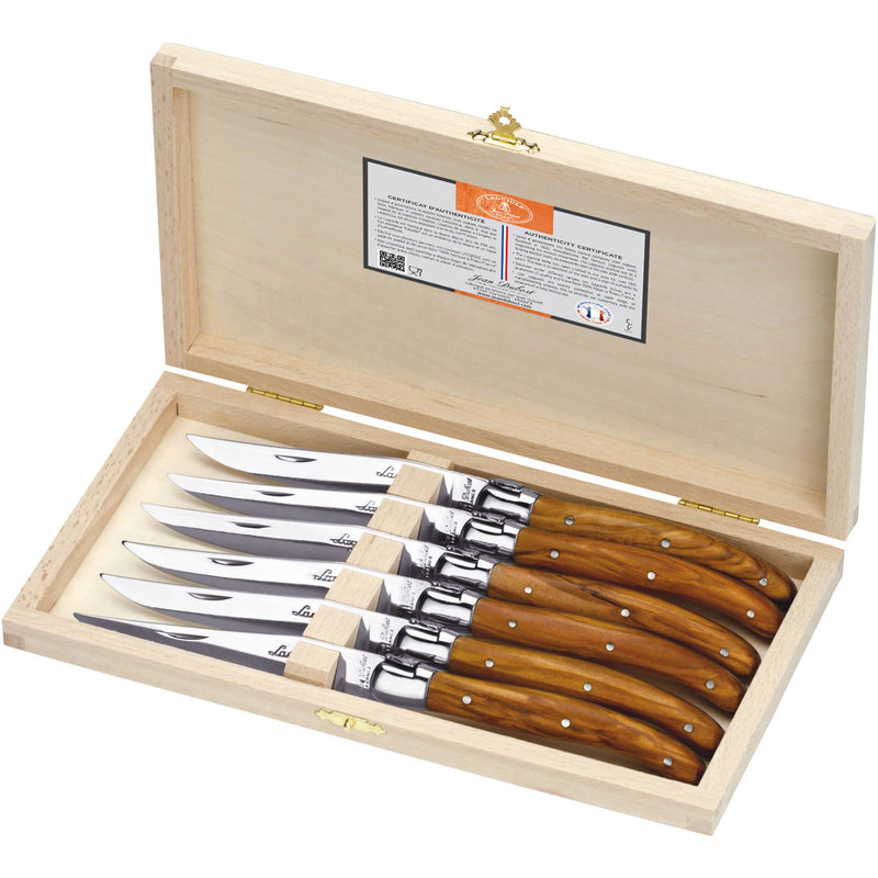 Jean Dubost Laguiole knive, oliventræ, 6 stk. - Kitchen One - Køb online på udsalg og tilbud lige nu - Hurtig levering til billige priser via Go with Gozomo