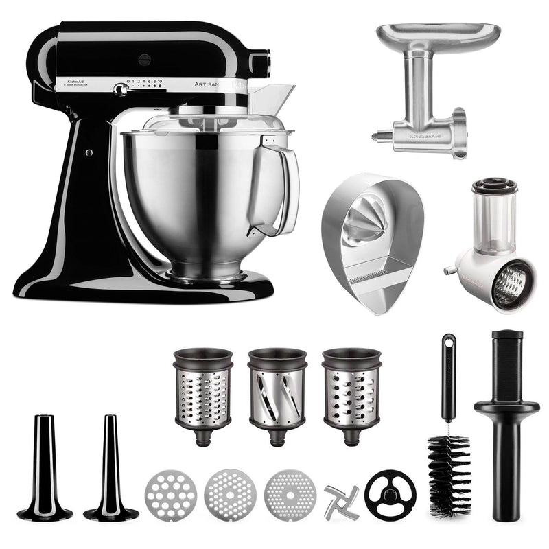 KitchenAid Artisan 5KSM185PSEOB røremaskine + tilbehørspakke, sort - Kitchen One - Køb online på udsalg og tilbud lige nu - Hurtig levering til billige priser via Go with Gozomo