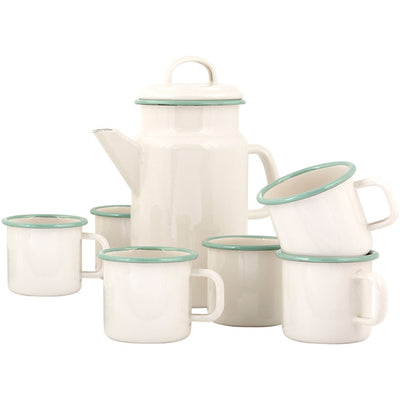 Kockums Jernverk Sæt med tekande og krus 6 stk. Creme - Kitchen One - Køb online på udsalg og tilbud lige nu - Hurtig levering til billige priser via Go with Gozomo