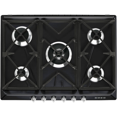 Smeg 68,5 cm gaskogeplade rustfrit stål victoria design - sort - Kitchen One - Køb online på udsalg og tilbud lige nu - Hurtig levering til billige priser via Go with Gozomo