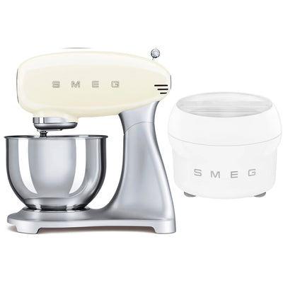 Smeg Røremaskine med ismaskine, creme / stål - Kitchen One - Køb online på udsalg og tilbud lige nu - Hurtig levering til billige priser via Go with Gozomo