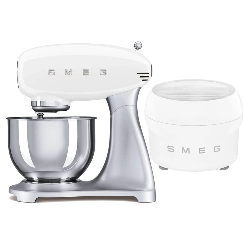 Smeg Røremaskine med ismaskine, hvid / stål - Kitchen One - Køb online på udsalg og tilbud lige nu - Hurtig levering til billige priser via Go with Gozomo