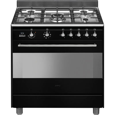 Smeg SCB91MFN9 gaskomfur, 90 cm, sort - Kitchen One - Køb online på udsalg og tilbud lige nu - Hurtig levering til billige priser via Go with Gozomo