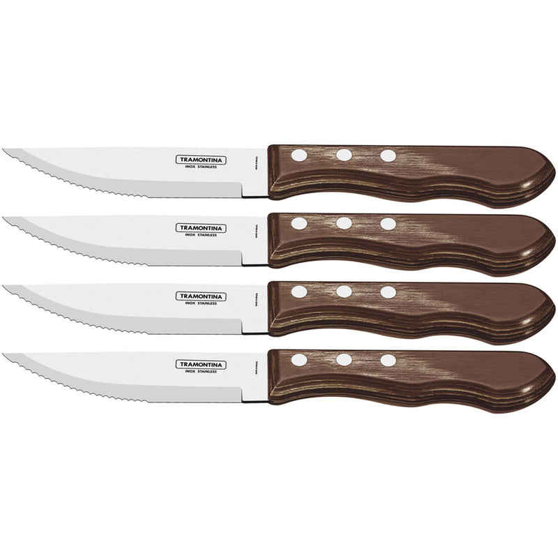 Tramontina Jumbo Grillknive med mørkebrunt skæfte, 4 stk. - Kitchen One - Køb online på udsalg og tilbud lige nu - Hurtig levering til billige priser via Go with Gozomo