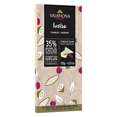 Valrhona Ivoire Raspberry 35% chokoladebar, 120 g - Kitchen One - Køb online på udsalg og tilbud lige nu - Hurtig levering til billige priser via Go with Gozomo